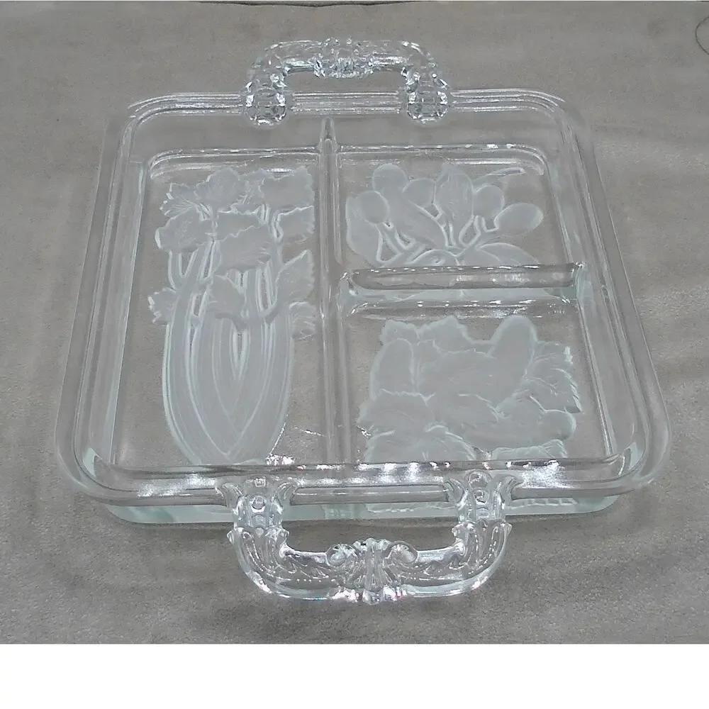 Imperial Glass Ohio 3 Part Relish Intaglio 9